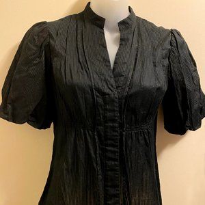 BCBGMaxAzria Black Pinstripe Short Sleeve Blouse